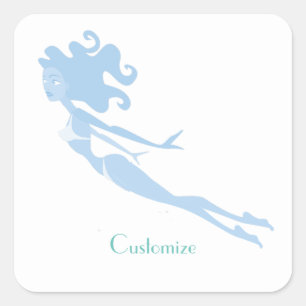 Blue Mermaid Swimmer Thunder_Cove Square Sticker