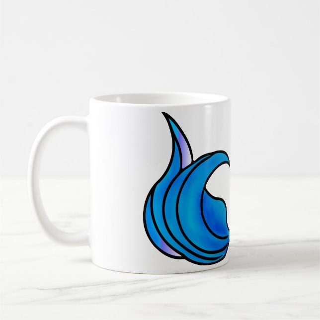 Blue mermaid tail on a coffee mug (Left)