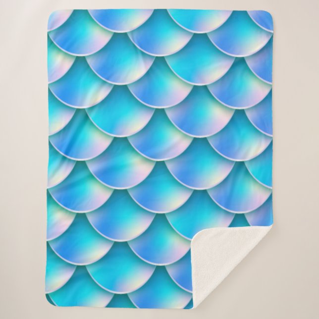 blue mermaid tail sherpa blanket (Front)