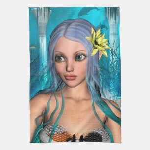 Blue Mermaid Tea Towel