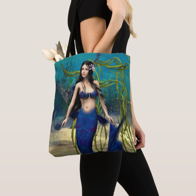 Blue Mermaid Tote Bag (Close Up)