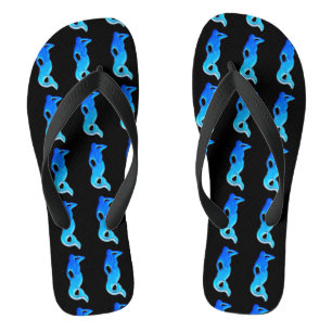 blue mermaids on black thongs