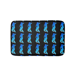 blue mermaids pattern bath mat