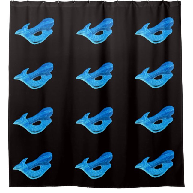 blue mermaids swimming pattern shower curtain (Front)