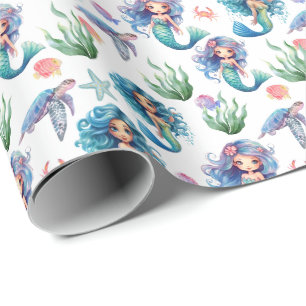 Blue Mermaids Wrapping Paper