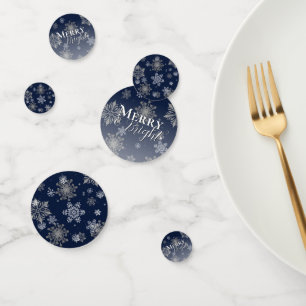 Blue Merry and Bright Snowflakes Christmas Confetti