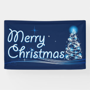 Blue Merry Christmas Banner