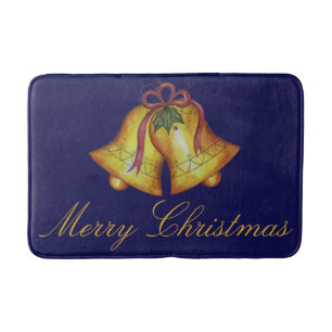 Blue Merry Christmas Bathroom Rug Mat Decoration