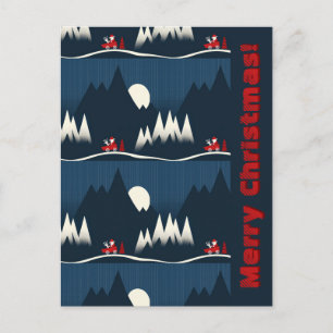 Blue Merry Christmas Postcard