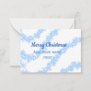Blue merry christmas sparkle glitter lines add nam card