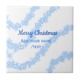 Blue merry christmas sparkle glitter lines add nam ceramic tile