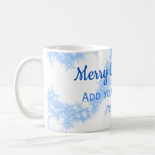Blue merry christmas sparkle glitter lines add nam coffee mug