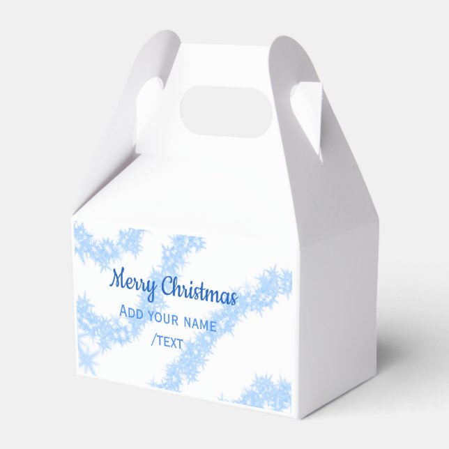 Blue merry christmas sparkle glitter lines add nam favour box (Front Side)