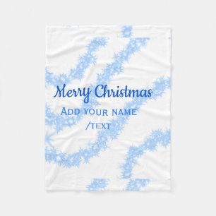 Blue merry christmas sparkle glitter lines add nam fleece blanket