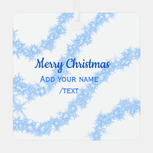 Blue merry christmas sparkle glitter lines add nam metal tree decoration