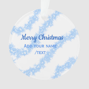 Blue merry christmas sparkle glitter lines add nam ornament
