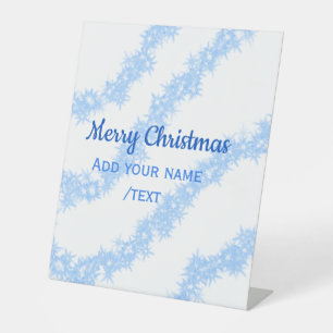 Blue merry christmas sparkle glitter lines add nam pedestal sign