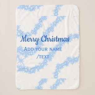 Blue merry christmas sparkle glitter lines add nam sherpa blanket