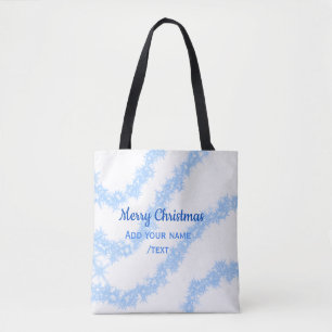 Blue merry christmas sparkle glitter lines add nam tote bag