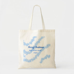 Blue merry christmas sparkle glitter lines add nam tote bag