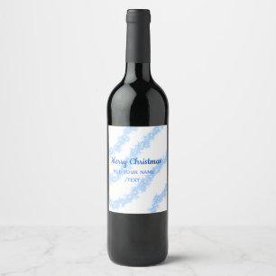Blue merry christmas sparkle glitter lines add nam wine label