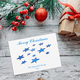 Blue Merry Christmas stars with customizable text