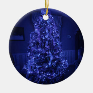 Blue Merry Christmas Tree Lights Ceramic Tree Decoration