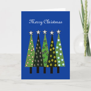 Blue Merry Christmas Trees Card