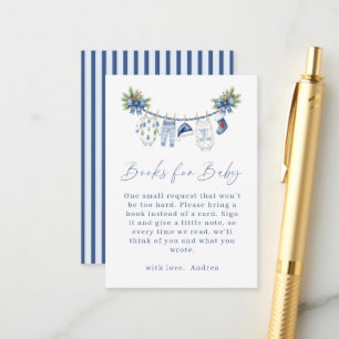 Blue Merry Little Baby Shower Books for Baby Boy Enclosure Card