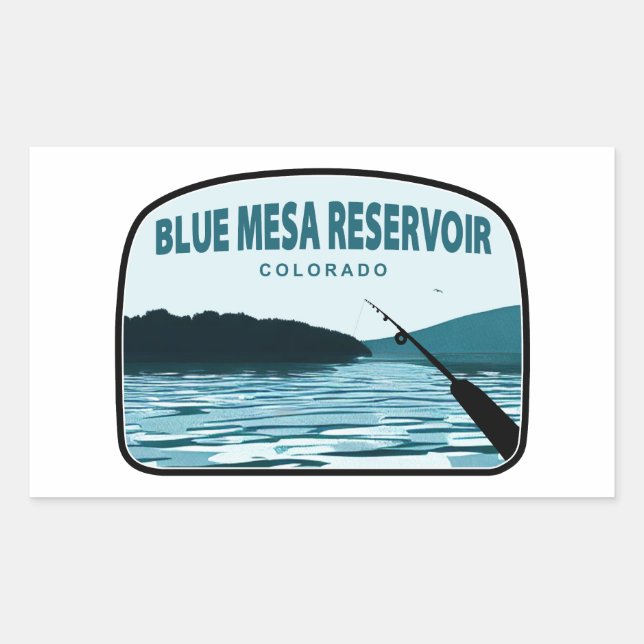 Blue Mesa Reservoir Colorado Fishing Rod Rectangular Sticker (Front)