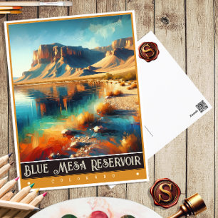 Blue Mesa Reservoir, Colorado Vintage Painting Postcard