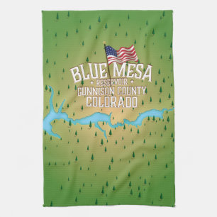 Blue Mesa Reservoir, Gunnison,Gunnison County Map Tea Towel
