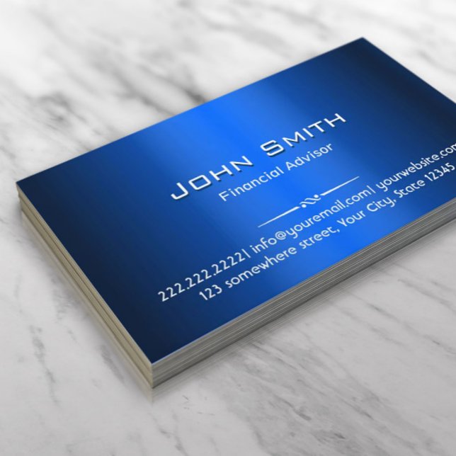 Blue Metal Financial Advisor Business Card (Creator Uploaded)