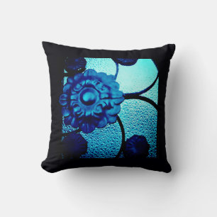 Blue Metal Flower Cushion