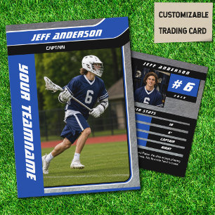 Blue Metal ILacrosse Player Trading Card