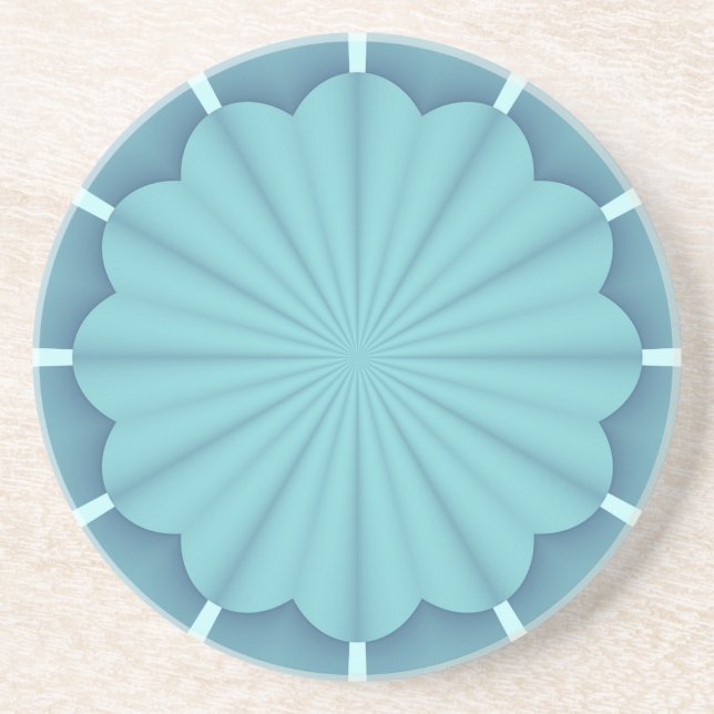 Blue Metallic Abstract Flower Coaster (Front)