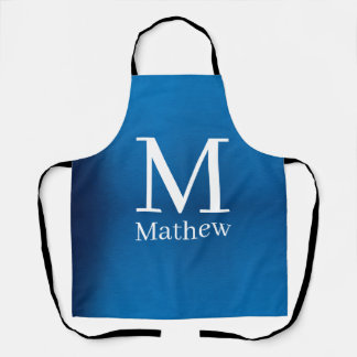 blue metallic abstract shiny monogram name man  apron