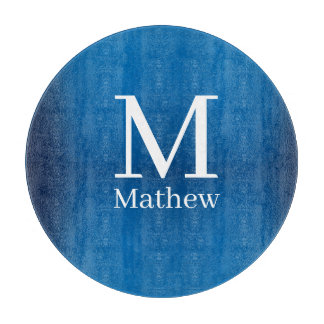blue metallic abstract shiny monogram name man  cutting board