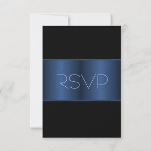 Blue Metallic black RSVP Card