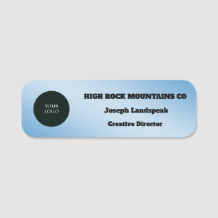 Blue Metallic Business Employee Logo Name Tag