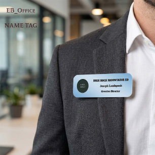 Blue Metallic Business Employee Logo Name Tag