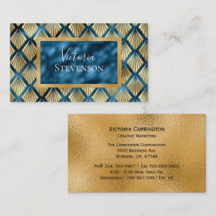 Blue Metallic Elegant Modern Abstract Business Card
