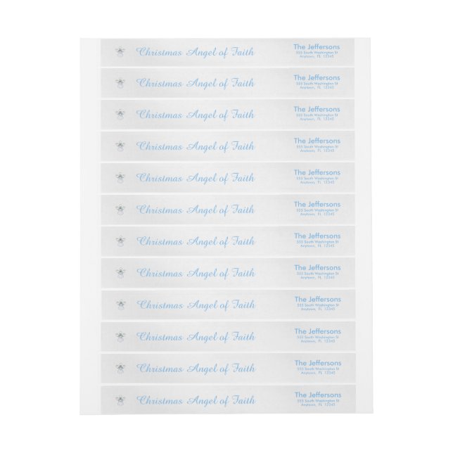 Blue Metallic Filigree Christmas Angel of Faith Wrap Around Label (Sheet)