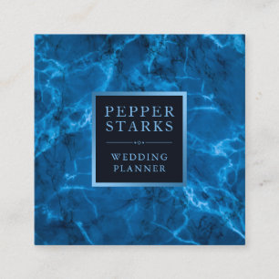 Blue Metallic Frame and Marble   Business Card
