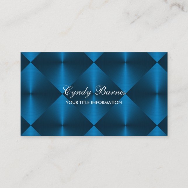Blue Metallic Look Diamond Tiles Business Card (Front)