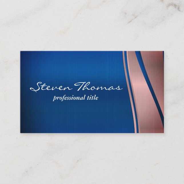 Blue Metallic | Metal Background Business Card (Front)