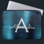 Blue Metallic Modern Chic Stainless Steel Monogram Laptop Sleeve<br><div class="desc">Blue and Grey Faux Stainless Steel Metallic Foil Modern and Elegant Monogram Sleeve. This monogrammed personalised laptop sleeve can be customised to include your initial and first name and makes a perfect Christmas or Birthday Gift.</div>