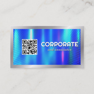 Blue Metallic   QR Code   Corporate Business Card