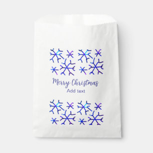 Blue metallic shiny snowflakes Christmas pattern f Favour Bag