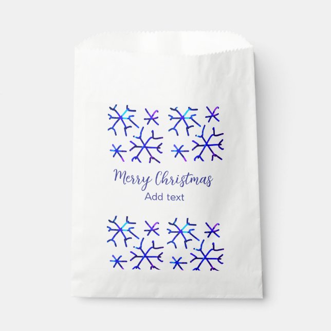 Blue metallic shiny snowflakes Christmas pattern f Favour Bag (Front)